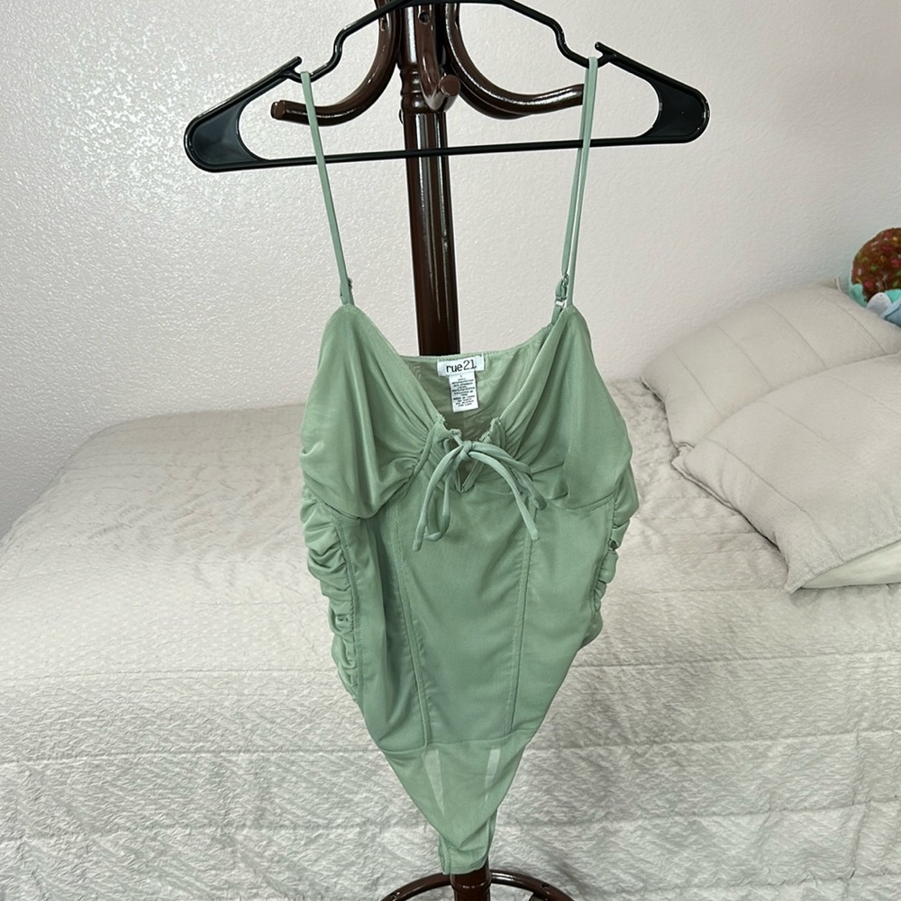 Cute Green body suit Large